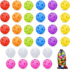 32 Pack 8 Colors Plastic Baseball Practice Balls, Lightweight Hollow Soft Balls for Hitting Pitching Batting Training Indoor & Outdoor Sport with a Drawstring Bag in Kuwait