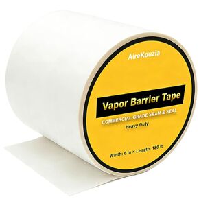 شريط حاجز بخار الفضاء - 6 بوصة × 180 لفة ختم قوي لحواجز الرطوبة من البولي إيثيلين وشريط العزل، شريط التماس الأبيض 9 مل (لفة 180 قدمًا) in Kuwait