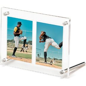 حامل قائم بإطار عرض بطاقة التداول من الأكريليك الشفاف، حافظة عرض بطاقات متدرجة رياضية، واقي بطاقة لبطاقات ألعاب البيسبول وكرة السلة وكرة القدم، وعرض مجموعة الصور والبطاقات الصغيرة (فتحتان) in Kuwait