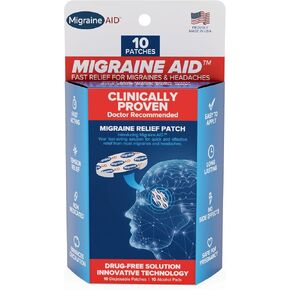 Migraine AID Migraine Relief Patches - Fast Acting, Non Medicated Support for Head Tension, Easy to Apply Headache Patches, Safe for Everyday Use, 10 Disposable Migraine Patches, Made in USA in Kuwait