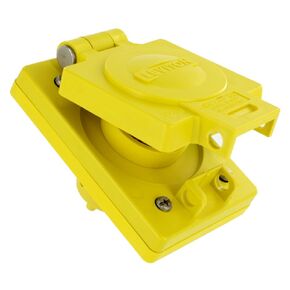 59W47 15 Amp 125 Volt NEMA 5-15 2P 3W Straight Blade Single Inlet Industrial Grade Non-Grounding Wetguard Yellow in Saudi Arabia