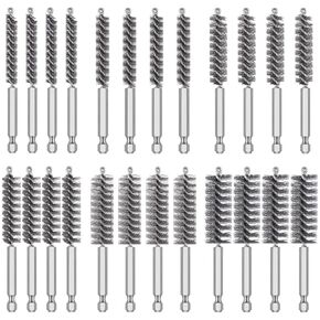 24 Pcs Drill Brush Set Wire Brush for Drill with 1/4 Inch Hex Shank Stainless Steel Bore Cleaning Brushes 8/10/12/15/17/19mm for Power Drills Impact Driver in Kuwait
