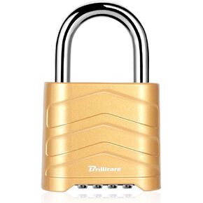 قفل مركب، 4 أرقام قفل معدني عالي التحمل في الهواء الطلق، أقفال من سبائك مقاومة للطقس مع تكبل فولاذي مقوى، أقفال كبيرة عالية الأمان للسقائف والسياج ومشابك البوابة ووحدة التخزين باللون الذهبي in Kuwait