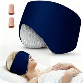 Sleep Mask, Eye Mask for Sleeping with Heads Adjustable, Earmuffs for Sleep for Men & Women, 2 in 1 Ear Mask and Blindfold, Soft Dual-Sided All-Season Eye Cover for Side Sleepers (Blue) in Kuwait