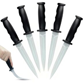 سكين تدريب مطاطي واقعي مقاس 9.8 بوصة - دعامة خنجر آمنة للفنون القتالية والحفلات التنكرية والقتال على المسرح | سكين مزيف مرن للأزياء التنكرية ولعب القتال والتمرين التكتيكي، 5 قطع in Kuwait