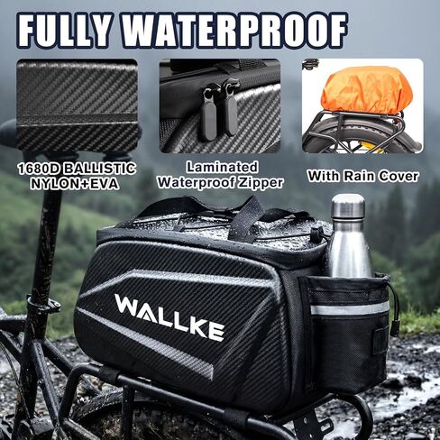 حقيبة الدراجة ذات الغلاف الصلب من Wallke، حقيبة الدراجة الإلكترونية سعة 12 لتر للرف الخلفي للدراجة، حقيبة سرج الدراجة المقاومة للماء مع عاكس / حزام الكتف / غطاء المطر، سلال الدراجة للركاب وركوب الدراجات والسفر Wallke Ebike H9 Ultra H7 in Kuwait