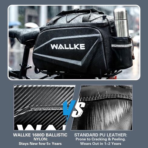 حقيبة الدراجة ذات الغلاف الصلب من Wallke، حقيبة الدراجة الإلكترونية سعة 12 لتر للرف الخلفي للدراجة، حقيبة سرج الدراجة المقاومة للماء مع عاكس / حزام الكتف / غطاء المطر، سلال الدراجة للركاب وركوب الدراجات والسفر Wallke Ebike H9 Ultra H7 in Kuwait
