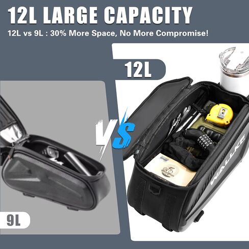 حقيبة الدراجة ذات الغلاف الصلب من Wallke، حقيبة الدراجة الإلكترونية سعة 12 لتر للرف الخلفي للدراجة، حقيبة سرج الدراجة المقاومة للماء مع عاكس / حزام الكتف / غطاء المطر، سلال الدراجة للركاب وركوب الدراجات والسفر Wallke Ebike H9 Ultra H7 in Kuwait