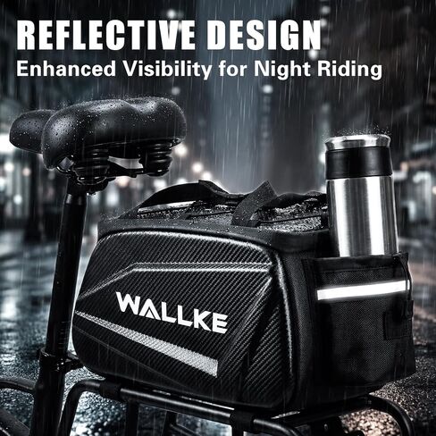 حقيبة الدراجة ذات الغلاف الصلب من Wallke، حقيبة الدراجة الإلكترونية سعة 12 لتر للرف الخلفي للدراجة، حقيبة سرج الدراجة المقاومة للماء مع عاكس / حزام الكتف / غطاء المطر، سلال الدراجة للركاب وركوب الدراجات والسفر Wallke Ebike H9 Ultra H7 in Kuwait