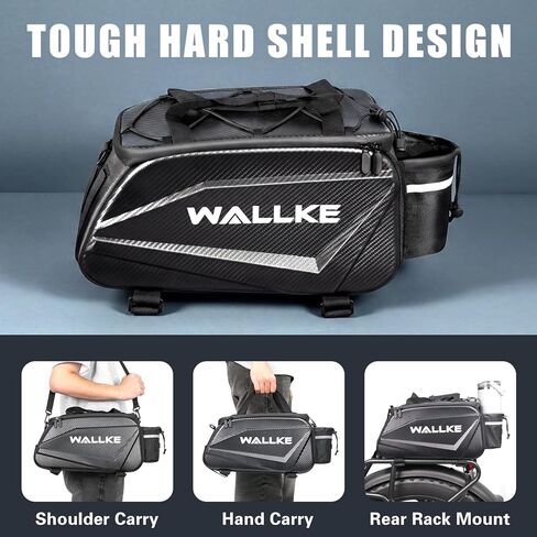 حقيبة الدراجة ذات الغلاف الصلب من Wallke، حقيبة الدراجة الإلكترونية سعة 12 لتر للرف الخلفي للدراجة، حقيبة سرج الدراجة المقاومة للماء مع عاكس / حزام الكتف / غطاء المطر، سلال الدراجة للركاب وركوب الدراجات والسفر Wallke Ebike H9 Ultra H7 in Kuwait
