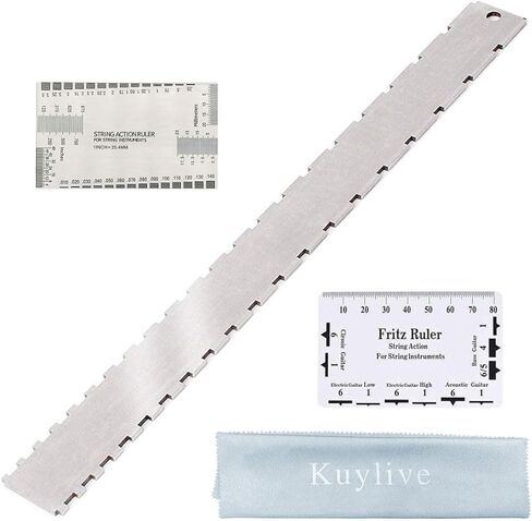 Guitar Neck Notched Straight Edge Luthiers Tool with String Action Ruler Gauge and Fritz Ruler for Gibson Fender and Most Guitar in Kuwait