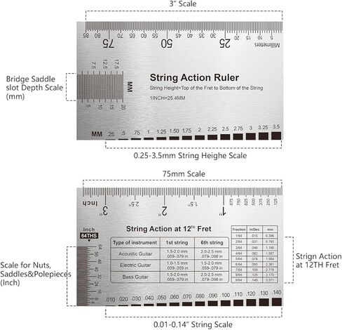 Guitar Neck Notched Straight Edge Luthiers Tool with String Action Ruler Gauge and Fritz Ruler for Gibson Fender and Most Guitar in Kuwait
