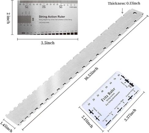 Guitar Neck Notched Straight Edge Luthiers Tool with String Action Ruler Gauge and Fritz Ruler for Gibson Fender and Most Guitar in Kuwait