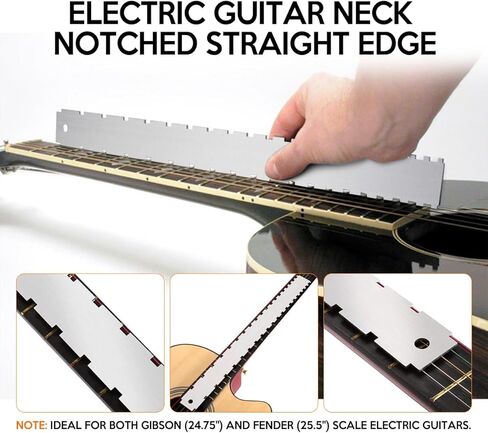 Guitar Neck Notched Straight Edge Luthiers Tool with String Action Ruler Gauge and Fritz Ruler for Gibson Fender and Most Guitar in Kuwait