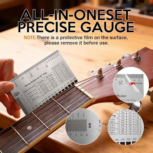 Guitar Neck Notched Straight Edge Luthiers Tool with String Action Ruler Gauge and Fritz Ruler for Gibson Fender and Most Guitar in Kuwait