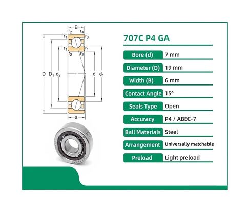 1pcs 707 707C 7X19X6 Angular Contact Bearings Spindle Bearings 15 Contact Angle in Saudi Arabia