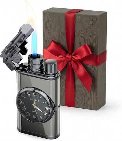 Vintage Gun Pistol Lighter, Cool Watch Lighter for Men, Dual Flame - Soft Flame & Torch Lighter in Kuwait