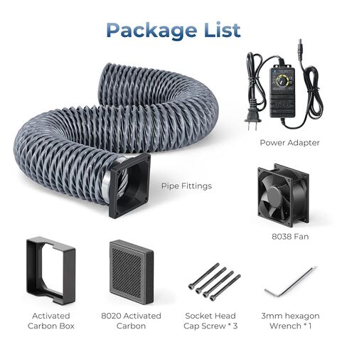 طقم تهوية قابل للتعديل من TOPCUBE مع مروحة عادم قوية وفلتر، مجموعة أنابيب عادم مثبتة مغناطيسيًا لحاوية الطابعة ثلاثية الأبعاد، تهوية فعالة، روائح العادم والدخان والغبار in Kuwait