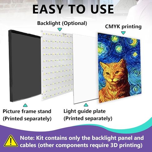 10 مجموعات من لوحة الإضاءة الخلفية LED CMYK متوافقة مع طابعة Bambu Lab P1/X1/A1 ثلاثية الأبعاد، لوحة PCB Lithophane مع كابل توصيل USB، مشاريع طباعة ثلاثية الأبعاد DIY in Kuwait