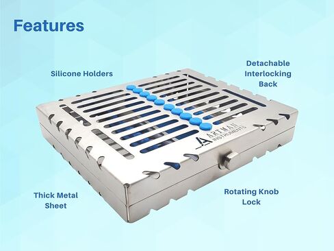 ARTMAN Instrument Heavy Duty Sterilization Cassette Tray for 10 Instruments Rack Premium Design Dental Surgical lab 7.25"X5.75"X1.4" (Pack of 5) in Saudi Arabia