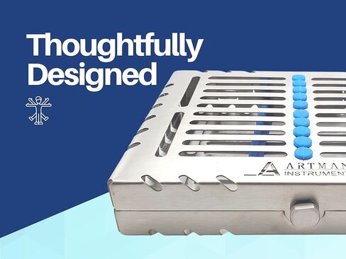 ARTMAN Instrument Heavy Duty Sterilization Cassette Tray for 10 Instruments Rack Premium Design Dental Surgical lab 7.25"X5.75"X1.4" (Pack of 5) in Saudi Arabia
