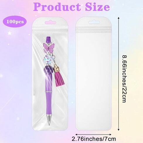 100 Pcs Beadable Pen Packaging Bags Clear Resealable Bags for Small Business, Jewelry, Lipgloss, Candy, and Cosmetic Storage 2.76 x 8.66 inches in Saudi Arabia
