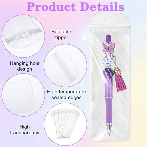100 Pcs Beadable Pen Packaging Bags Clear Resealable Bags for Small Business, Jewelry, Lipgloss, Candy, and Cosmetic Storage 2.76 x 8.66 inches in Saudi Arabia