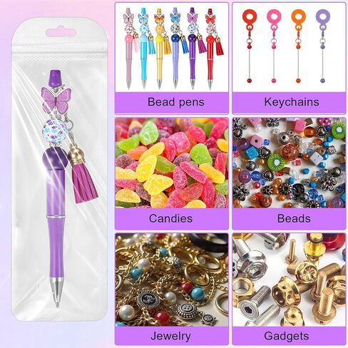 100 Pcs Beadable Pen Packaging Bags Clear Resealable Bags for Small Business, Jewelry, Lipgloss, Candy, and Cosmetic Storage 2.76 x 8.66 inches in Saudi Arabia