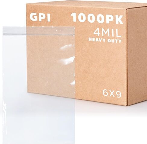 6" x 9" Heavy-Duty Zip Bags - 1000 Count - Clear Plastic Reclosable Zipper Baggies, 4 Mil Thick Freezer Storage Poly Bags with Resealable Zip Top Lock for Packaging Food, Tools & Sharp Objects. in Saudi Arabia