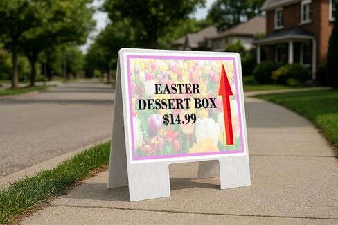 Easter Dessert Box $14.99 Spring Flowers Tulips Up Arrows A-Frame Single Sided 23x23 in. sign in Saudi Arabia