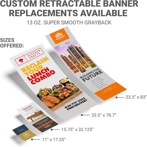 GotPrint Custom Retractable Banner Replacement Fabric, Add Text, Image, and Logo, Sign Only, Multiple Sizes, For Trade Shows, Conventions, and Retail Signage, 15.75" x 32.125" in Kuwait