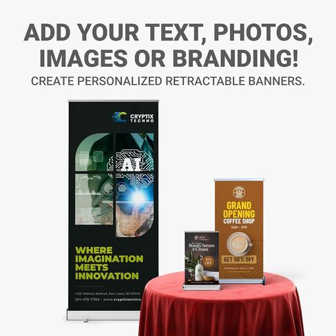 GotPrint Custom Retractable Banner Replacement Fabric, Add Text, Image, and Logo, Sign Only, Multiple Sizes, For Trade Shows, Conventions, and Retail Signage, 15.75" x 32.125" in Kuwait