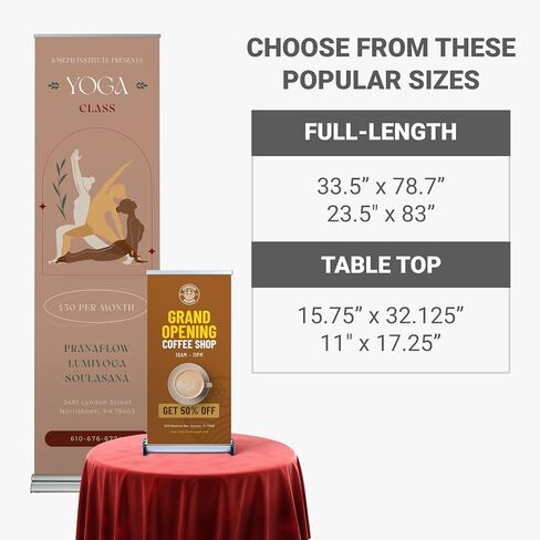 GotPrint Custom Retractable Banner Replacement Fabric, Add Text, Image, and Logo, Sign Only, Multiple Sizes, For Trade Shows, Conventions, and Retail Signage, 15.75" x 32.125" in Kuwait