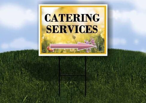 Catering Services Spring Flowers Yellow Field Up Arrows A-Frame Single Sided 23x23 in. sign in Kuwait