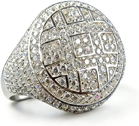 Men's Silver Cluster Iced Out Lab Simulated Diamond Band Micropave Bling Hip Hop Ring - Personalized ICY Jewelry Round Cluster Size 9 in Saudi Arabia