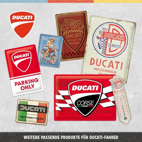لافتة قصدير كلاسيكية من Nostalgic-Art، 15 × 20 سم، Ducati - Cilindrata 60 Pin Up - فكرة هدية لسائقي الدراجات النارية، منتج ترخيص رسمي (OLP)، مصنوع من المعدن، تصميم عتيق in Saudi Arabia