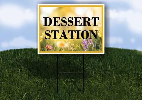 Dessert Station Spring Flowers Yellow Field Up Arrows A-Frame Single Sided 23x23 in. sign in Kuwait