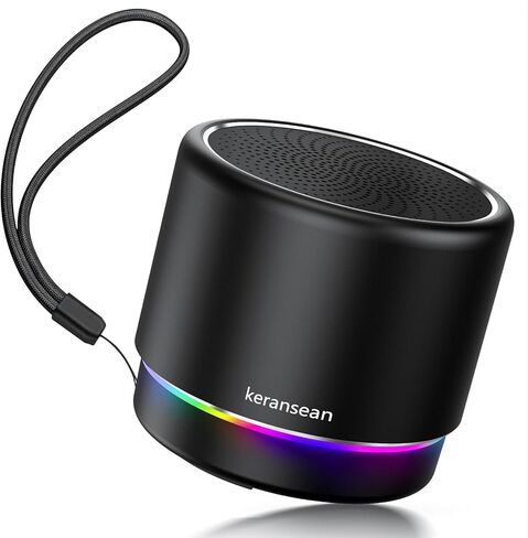 Portable Bluetooth Speaker 5.4, Mini Speaker, 12H Battery Life & Noise Reduction Mic, Metal Cover, TWS Pairing, Wireless Speaker with RGB Lights for Home/Travel/Outdoor by Music Lovers-Black in Saudi Arabia