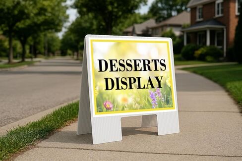 Desserts Display Spring Flowers Yellow Field Directional Arrows A-Frame Double Sided 23x23 in. sign in Kuwait