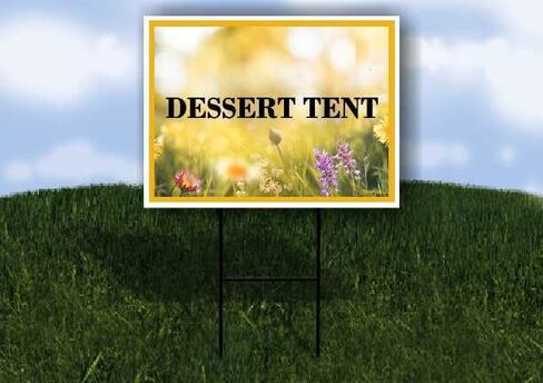 Dessert Tent Spring Flowers Yellow Field Directional Arrows A-Frame Double Sided 23x23 in. sign in Saudi Arabia