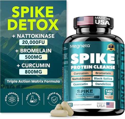 ملحق دعم Spike Triple Matrix - 4000FU Nattokinase & 500mg Bromelain | Curcumin 800mg + Quercetin Synergy | مزيج مضادات الأكسدة القائمة على النبات مع الهندباء | غير GMO | 60 كبسولات in Kuwait