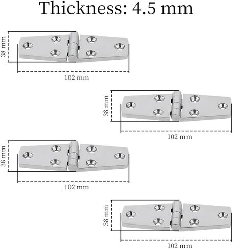 4 قطعة الفولاذ المقاوم للصدأ المصبوب حزام الباب المفصلي مع 6 ثقوب مرآة تلميع المفصلات البحرية أجزاء الأجهزة قارب 38X102MM in Kuwait