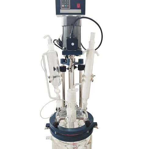 مفاعل TECHTONGDA Lab المغلف سعة 5 لتر مفاعل زجاجي مزدوج الطبقة مغلف، سرعة 600 دورة في الدقيقة، شاشة رقمية لسفينة التفاعل الكيميائي لتقطير التفاعل 220 فولت in Saudi Arabia