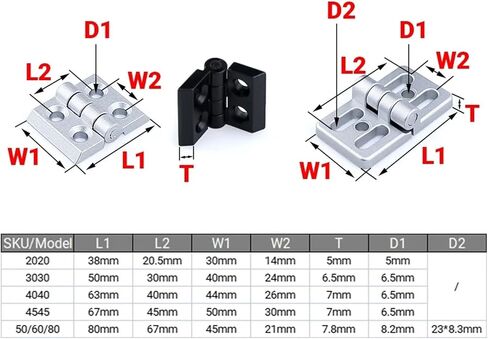 2020 3030 4040 Zinc Alloy Hinge for Aluminum Profile Extrusion 8Pcs(3030-Sliver) in Saudi Arabia