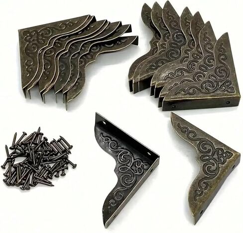 Retro Decorative Cabinet Buckle Mini Hinges and Corner Protectors with Screws 22Pcs in Saudi Arabia