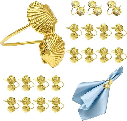 Seashell Napkin Rings Set of 20 Gold Ocean Napkin Holders for Wedding Party Hawaii Beach Theme Dining Table Decorations in Kuwait