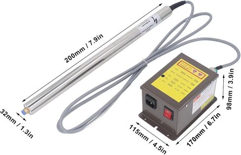 Jeffergarden Ionizing Air Bar, 5.6KV Electrostatic Elimination Rod with Stainless Steel Ion Discharge Needles for Electronic Assembly Film Composite Injection Modeling 200mm in Kuwait
