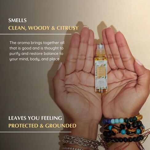 White Sage & Palo Santo Essential Oil Roll-On Blend by Aromafume | 10ml/0.33 fl oz | Aromatherapy Oil for Cleansing Negative Energy & Protection | Ethically sourced | Sage Oil for Smokeless Smudging in Saudi Arabia