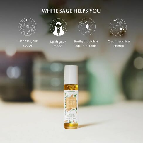 White Sage & Palo Santo Essential Oil Roll-On Blend by Aromafume | 10ml/0.33 fl oz | Aromatherapy Oil for Cleansing Negative Energy & Protection | Ethically sourced | Sage Oil for Smokeless Smudging in Saudi Arabia