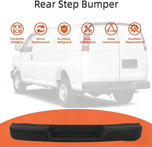labwork Black Steel Rear Step Bumper Assembly without Park Assist Sensor Holes Replacement for 1996-2023 Chevy Express Savana GM1103143 in Saudi Arabia